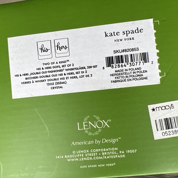Kate Spade Lenox Two of a Kind HIS & HIS Crystal Glasses Set Wedding Gift CUSTOM - Picture 4 of 6